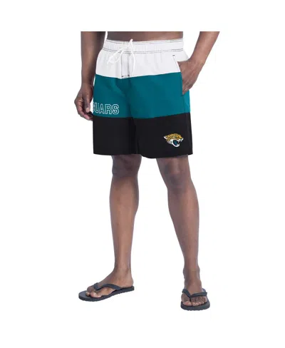 G-iii Sports By Carl Banks Men's Black/teal Jacksonville Jaguars Sunrise Volley Swim Shorts In Multi