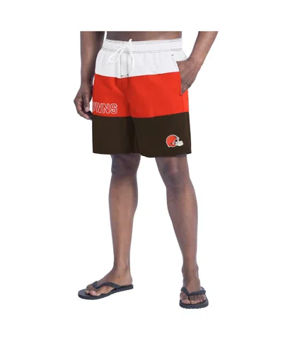 G-iii Sports By Carl Banks Men's Brown/orange Cleveland Browns Sunrise Volley Swim Shorts In Multi