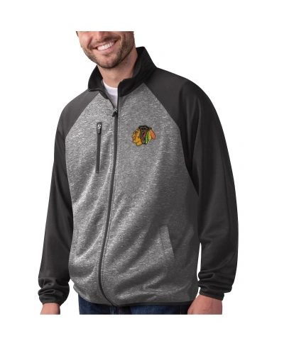 G-iii Sports By Carl Banks Men's  Black Chicago Blackhawks Runnersâ Raglan Full-zip Track Jacket