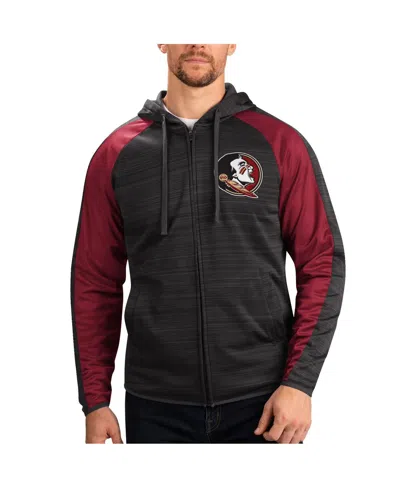 G-iii Sports By Carl Banks Men's  Black Florida State Seminoles Neutral Zone Raglan Full-zip Track Ja