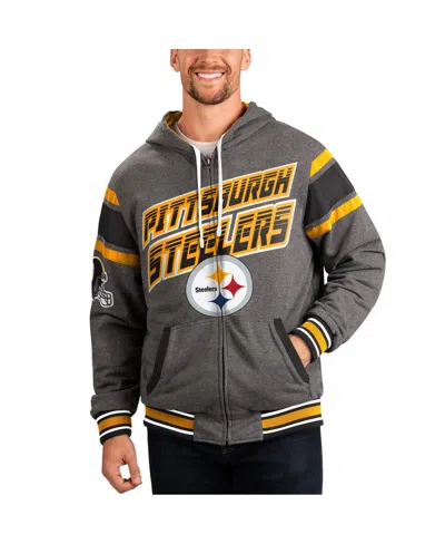 G-iii Sports By Carl Banks Men's  Black, Gray Pittsburgh Steelers Extreme Full Back Reversible Hoodie In Black,gray