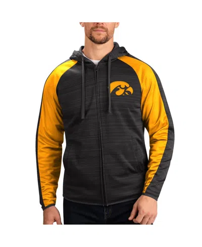 G-iii Sports By Carl Banks Men's  Black Iowa Hawkeyes Neutral Zone Raglan Full-zip Track Jacket Hoodi