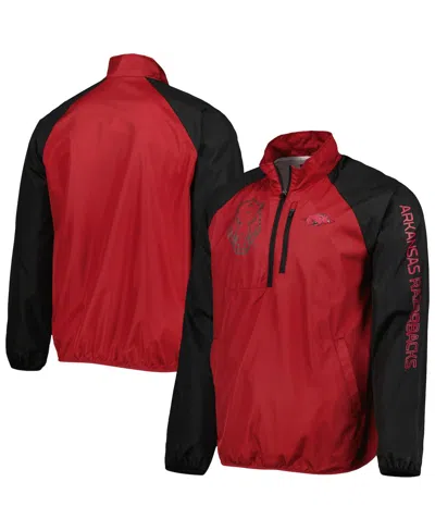 G-iii Sports By Carl Banks Men's  Cardinal, Black Arkansas Razorbacks Point Guard Raglan Half-zip Jac In Cardinal,black
