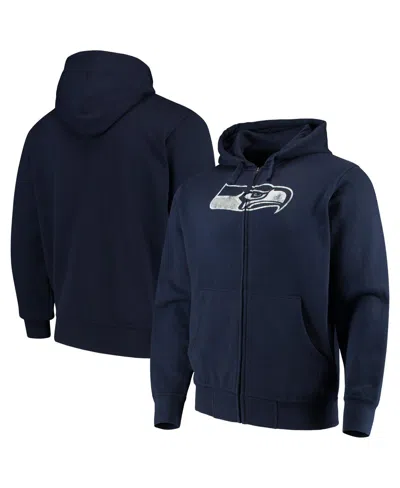 G-iii Sports By Carl Banks Men's  College Navy Seattle Seahawks Primary Logo Full-zip Hoodie