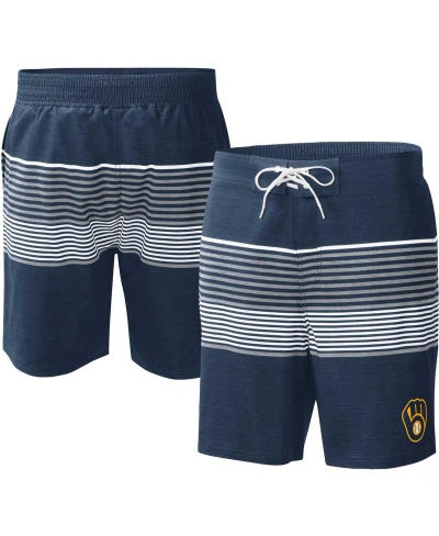 G-iii Sports By Carl Banks Men's  Navy Milwaukee Brewers Coastline Volley Swim Shorts