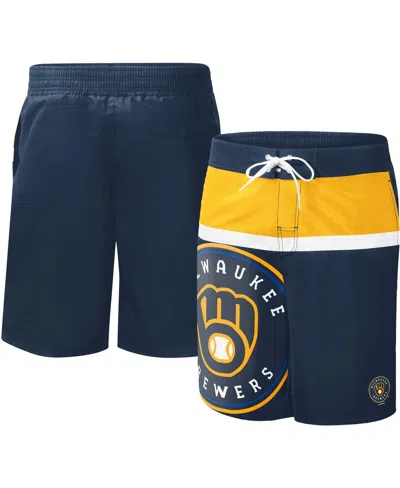 G-iii Sports By Carl Banks Men's  Navy Milwaukee Brewers Sea Wind Swim Shorts