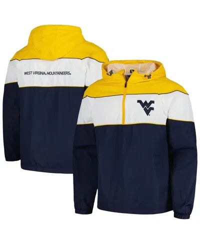 G-iii Sports By Carl Banks Men's  Navy West Virginia Mountaineers Center Line Half-zip Raglan Hoodie