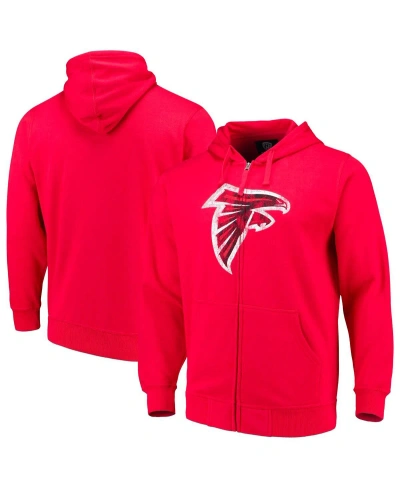 G-iii Sports By Carl Banks Men's  Red Distressed Atlanta Falcons Primary Logo Full-zip Hoodie