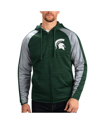 G-iii Sports By Carl Banks Men's Green Michigan State Spartans Neutral Zone Raglan Full-zip Track Hoodie Jacket
