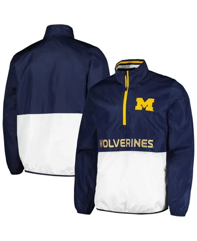 G-iii Sports By Carl Banks Men's Navy Michigan Wolverines Cornerman Half-zip Top