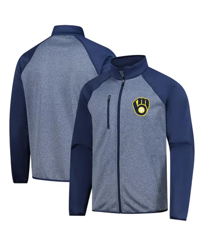 G-iii Sports By Carl Banks Men's Navy Milwaukee Brewers Runners Raglan Full Zip Track Jacket