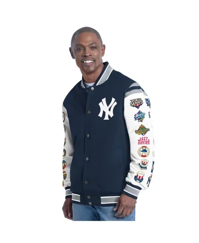 G-iii Sports By Carl Banks Navy New York Yankees Recruit Commemorative Full-snap Varsity Jacket In Blue
