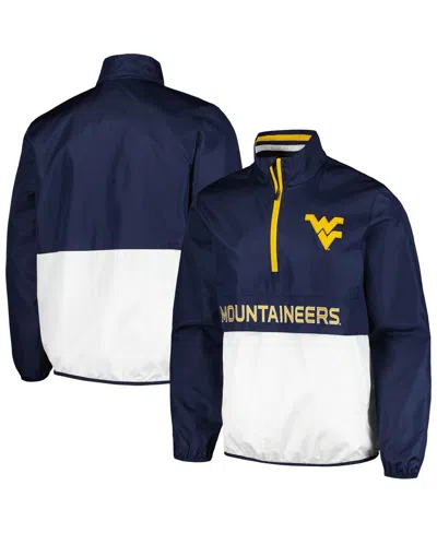G-iii Sports By Carl Banks Men's Navy West Virginia Mountaineers Cornermanâ Half-zip Top In Blue
