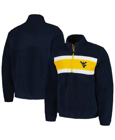 G-III SPORTS BY CARL BANKS MEN'S NAVY WEST VIRGINIA MOUNTAINEERS PINCH RUNNER HALF-ZIP TOP
