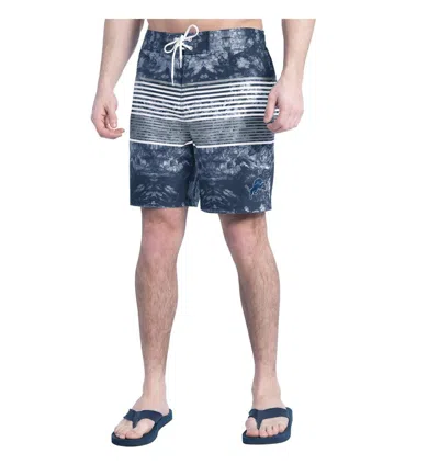 G-iii Sports By Carl Banks Men's Navy/gray Detroit Lions Horizon Volley Swim Shorts In Blue