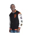 G-iii Sports By Carl Banks Men's Orange/white San Francisco Giants Recruit Commemorative Full-snap Varsity Jacket In Black
