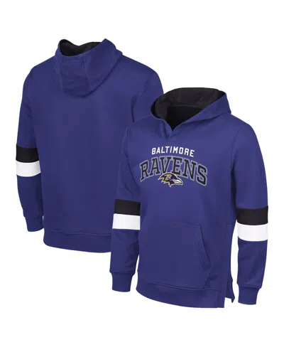 G-iii Sports By Carl Banks Men's Purple/black Baltimore Ravens Adaptive Faceoff Pullover Hoodie In Multi