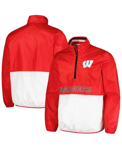G-iii Sports By Carl Banks Men's Red Wisconsin Badgers Cornerman Half-zip Top