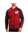 G-iii Sports By Carl Banks Men's Red Wisconsin Badgers Neutral Zone Raglan Full-zip Track Hoodie Jacket In Red