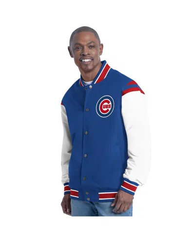 G-iii Sports By Carl Banks Men's Royal Chicago Cubs Recruit Commemorative Full-snap Varsity Jacket