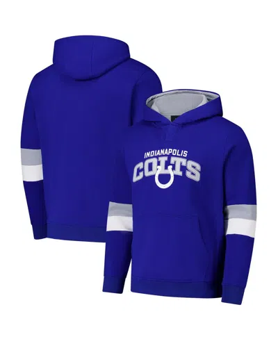 G-iii Sports By Carl Banks Men's Royal/silver Indianapolis Colts Adaptive Faceoff Pullover Hoodie In Blue