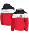 G-iii Sports By Carl Banks Men's Scarlet Nebraska Huskers Center Line Half-zip Raglan Hoodie Sweatshirt In Red
