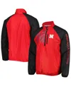 G-iii Sports By Carl Banks Men's Scarlet/black Nebraska Huskers Point Guard Raglan Half-zip Jacket In Red