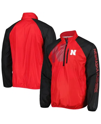 G-iii Sports By Carl Banks Men's Scarlet/black Nebraska Huskers Point Guard Raglan Half-zip Jacket In Red