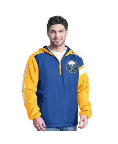 G-iii Sports By Carl Banks Men's Royal/gold Buffalo Sabres Lateral Half-zip Hoodie