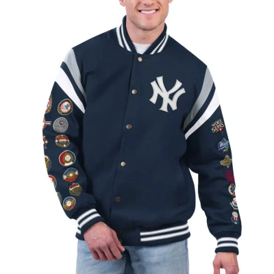 G-iii Sports By Carl Banks Navy New York Yankees Quick Full-snap Varsity Jacket