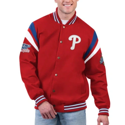 G-iii Sports By Carl Banks Red Philadelphia Phillies Quick Full-snap Varsity Jacket