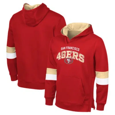 G-iii Sports By Carl Banks G-ill Sports By Carl Banks Men's Scarlet/gold San Francisco 49ers Adaptive Faceoff Pullover Hoodie In Scarlet,gold