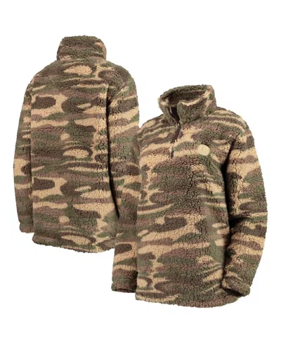 G-III SPORTS BY CARL BANKS WOMEN'S G-III SPORTS BY CARL BANKS CAMO BOSTON BRUINS SHERPA QUARTER-ZIP JACKET