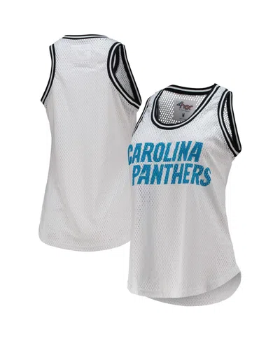 G-iii Sports By Carl Banks Women's White Carolina Panthers Formation Tank Top In Gray