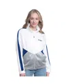 G-iii Sports By Carl Banks Women's White/royal Los Angeles Dodgers Rally Rhinestone Raglan Full-zip Track Jacket In White,royal