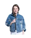 G-iii Sports By Carl Banks Women'shouston Astros Victory Oversized Button-up Denim Jacket In Blue