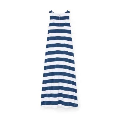 G. Label By Goop Cannes Striped Dress In Cobalt,white