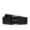 G. Label By Goop Classic Trouser Belt In Black,brushed Gold
