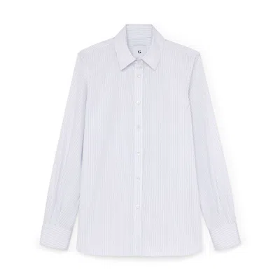 G. Label By Goop Essential Button-down In White,blue Stripe