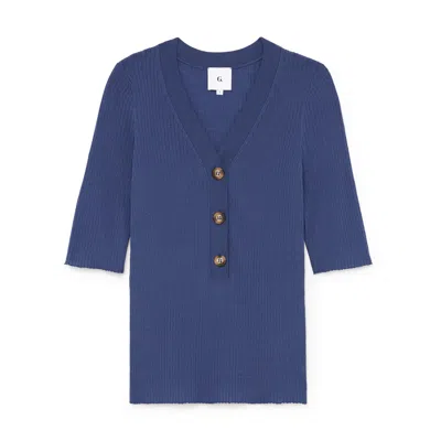 G. Label By Goop Everyday Knit Henley In Denim