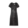 G. Label By Goop Macy Leather Puff-sleeve Dress In Black