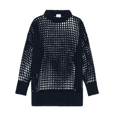 G. Label By Goop Open-weave Pullover In Navy