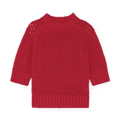 G. Label By Goop Open-weave Sweater In Red