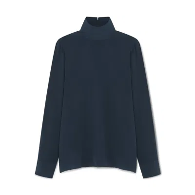 G. Label By Goop Silk Turtleneck In Navy