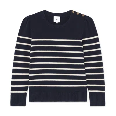 G. Label By Goop The Girlfriend Striped Crewneck In Navy,ivory