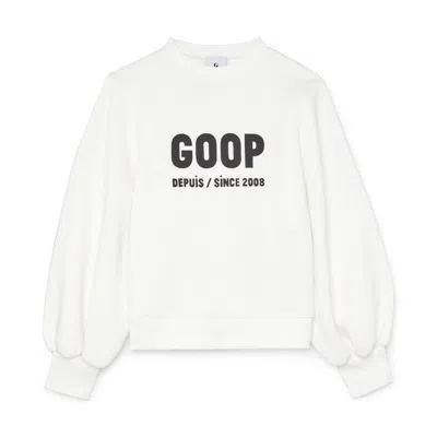 G. Label By Goop Wu Graphic Puff-sleeve Pullover In Ivory