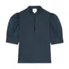 G. Label By Goop The Puff-sleeve Blouse In Navy