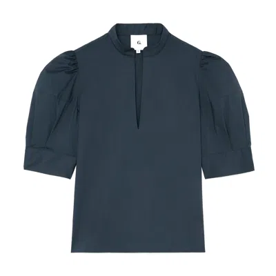 G. Label By Goop The Puff-sleeve Blouse In Navy
