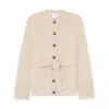G. Label By Goop Noah Belted Crewneck Cardigan In Oat