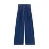G. Label By Goop Ultrawide Pleated Jean In Medium Blue Denim